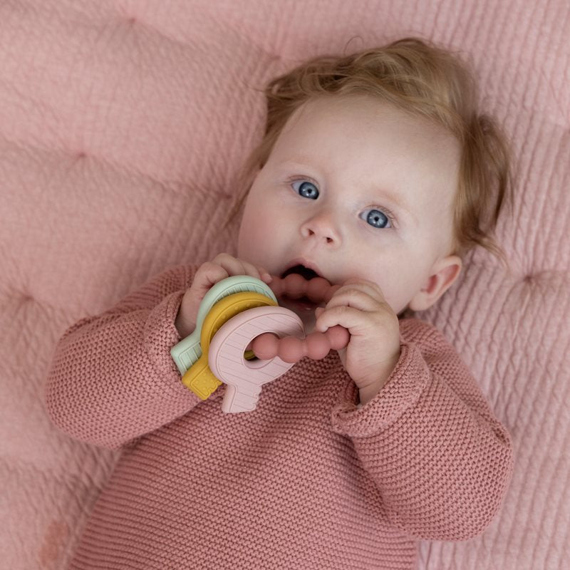 Mordedor de Silicone | Chaveiro Rosa - Little Dutch