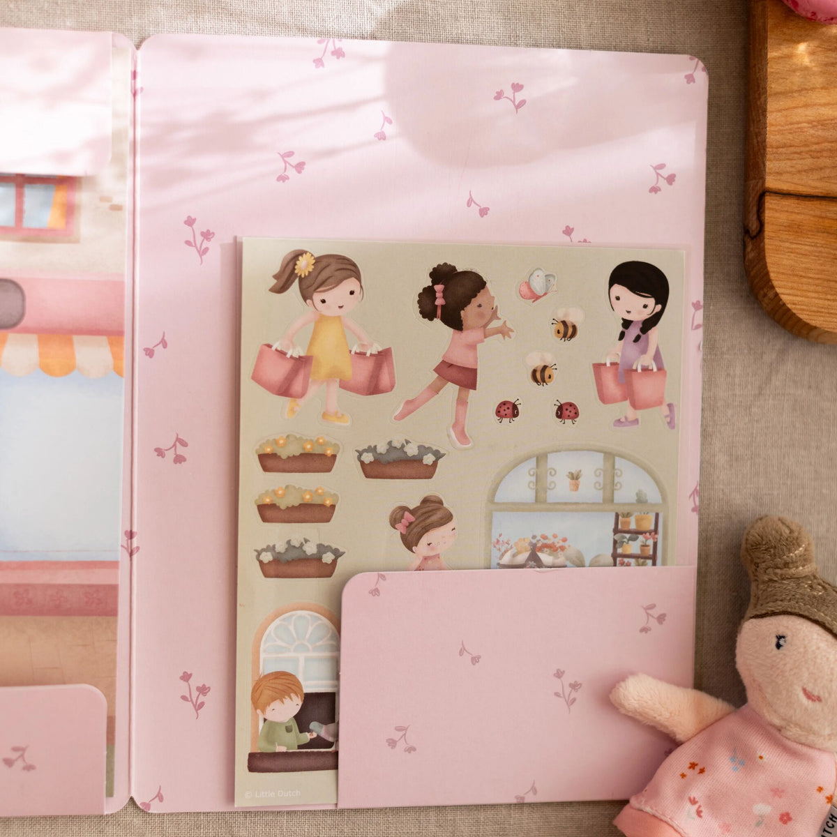 Livro de Autocolantes Shopping Rosa & Friends - Little Dutch