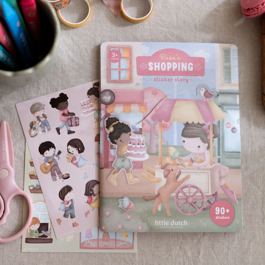 Livro de Autocolantes Shopping Rosa & Friends - Little Dutch