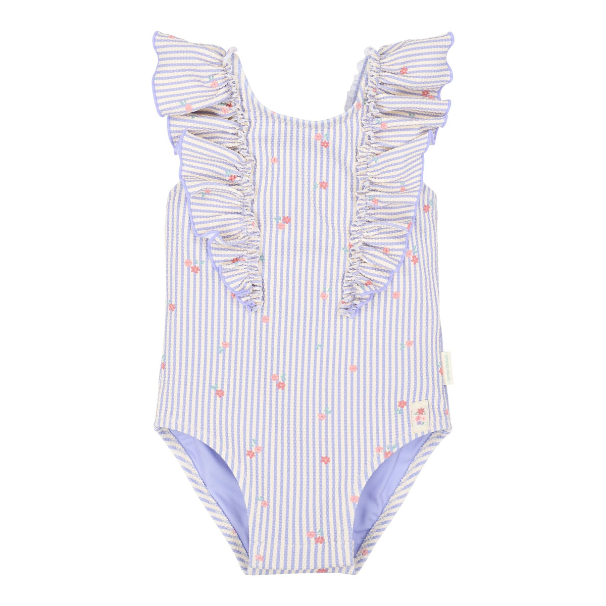 Fato de Banho com Folhos Dreamy Stripes Lilás