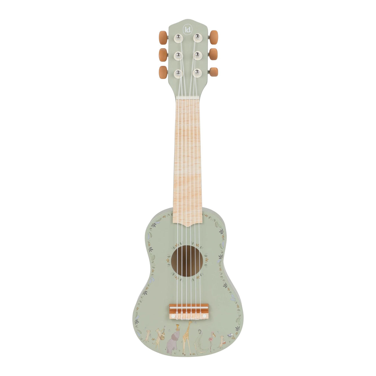 Guitarra de Madeira Verde Safari Friends Little Dutch - fundo branco