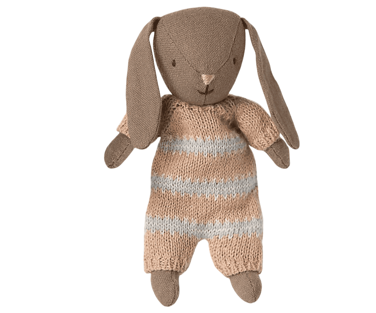 Bunny | Maileg | Micro | Brown | Dusty Rose Knitted Suit