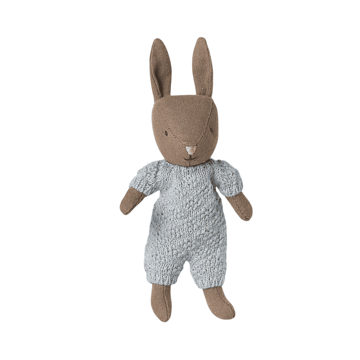 Rabbit | Maileg | Micro | Brown | Blue Knitted Suit