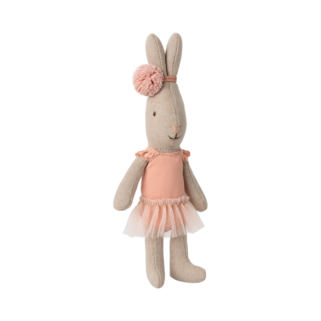 Coelhinho Micro Bailarino com Fato e Saia de Tule Rosa Maileg