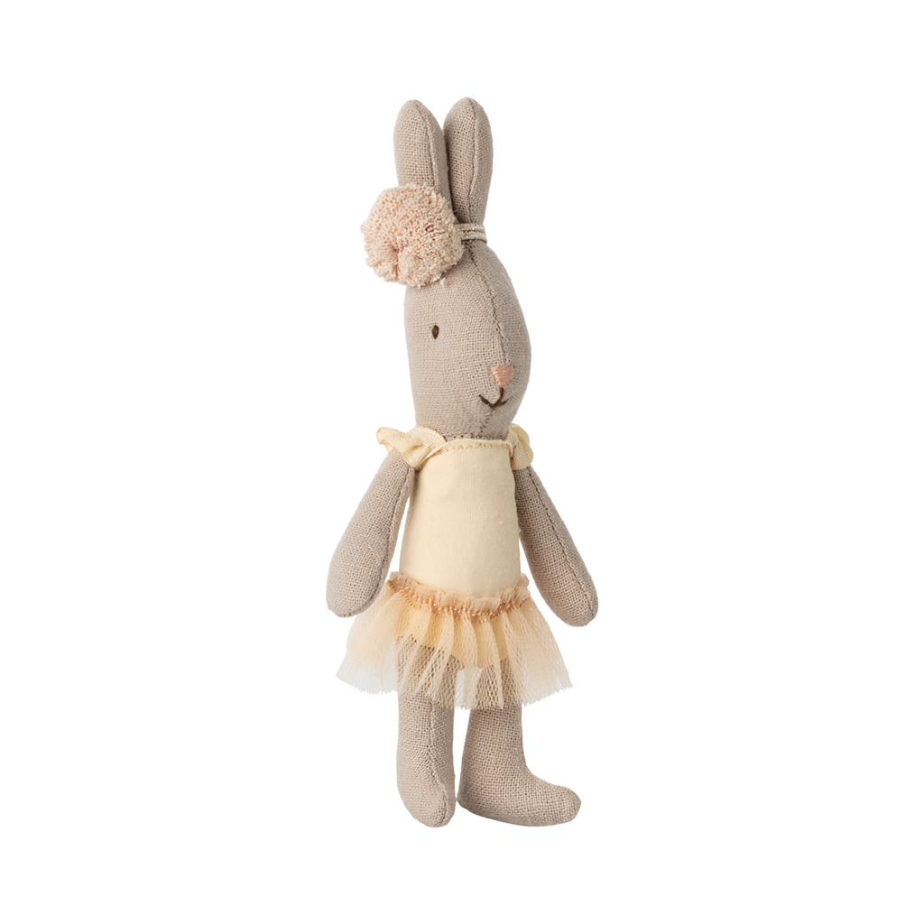 Coelhinho Micro Bailarino com Fato e Saia de Tule Creme Maileg
