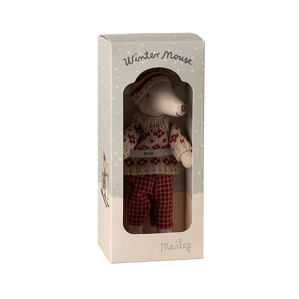 Ratinha de Inverno com Esquis Mum Red Maileg - imagem 4