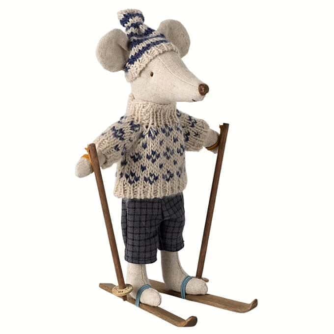 Winter mouse with ski set  |  Dad  |  Blue