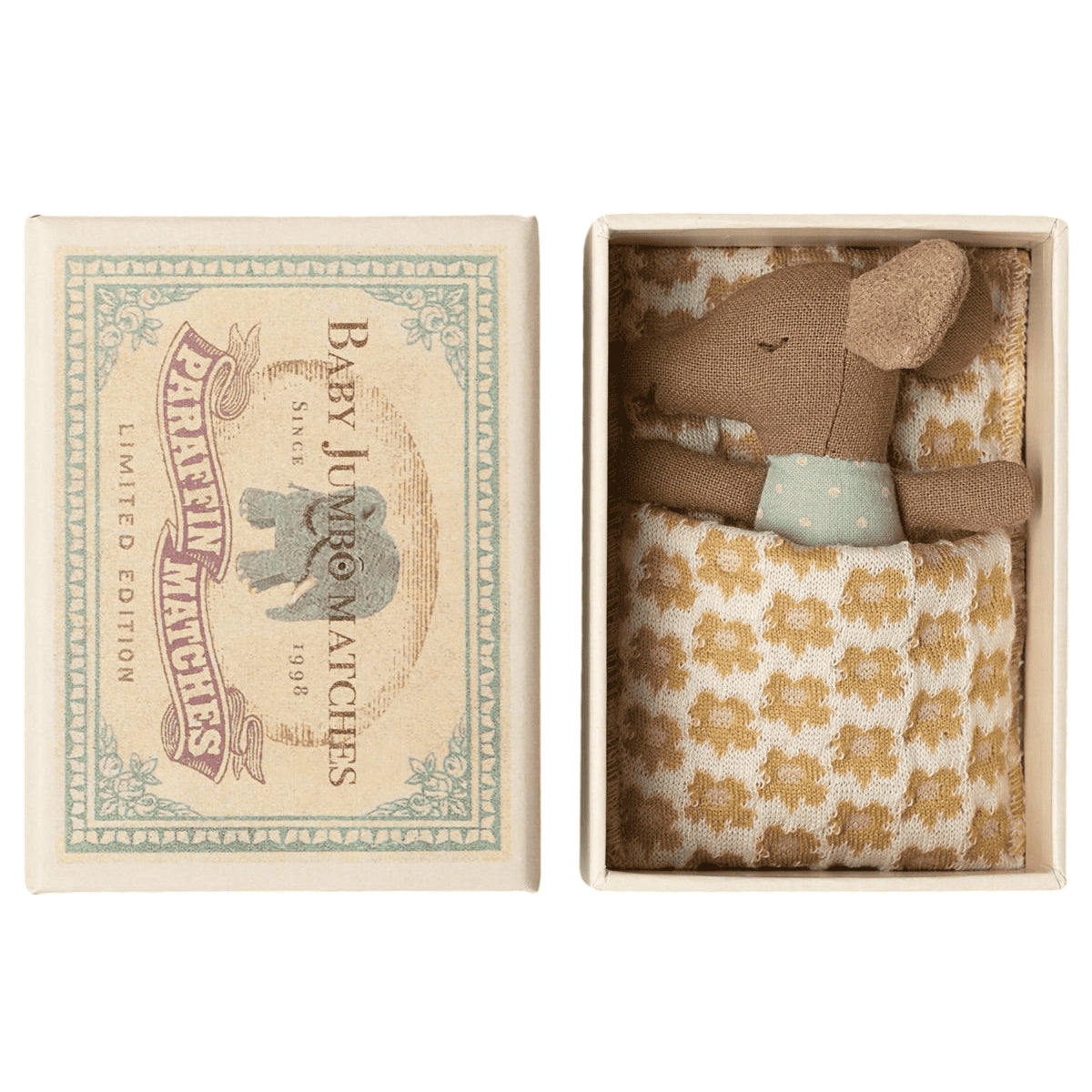 Sleepy Wakey Baby Mouse in Matchbox | Maileg | Blue