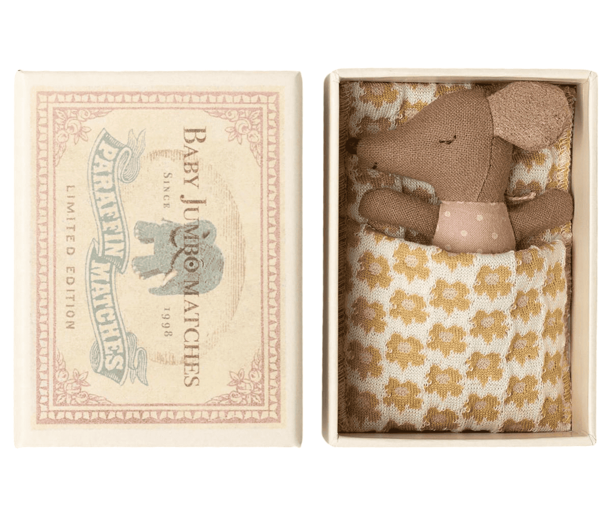 Sleepy Wakey Baby Mouse in Matchbox | Maileg | Rose