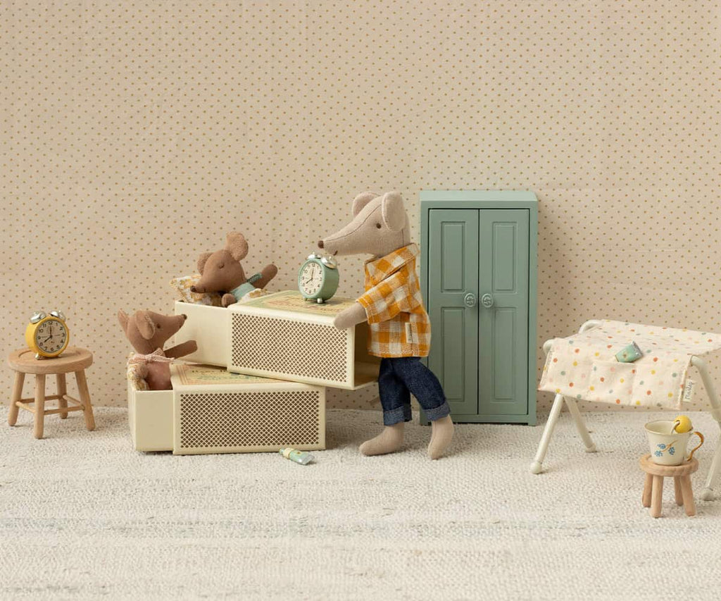 Sleepy Wakey Baby Mouse in Matchbox | Maileg | Rose