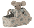 Baby Mouse in Carry Cot | Maileg | Blue