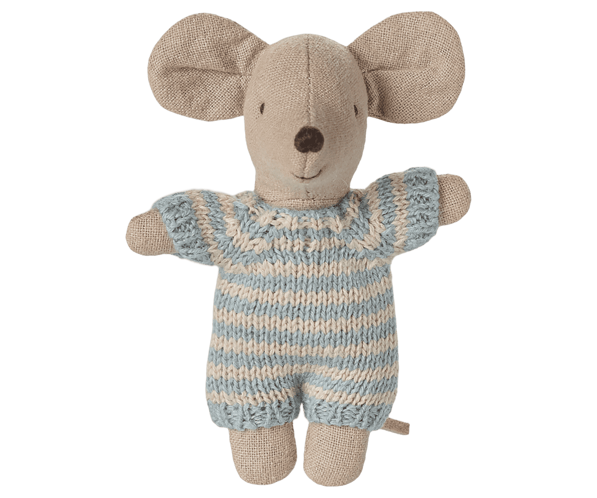 Baby Mouse in Carry Cot | Maileg | Blue