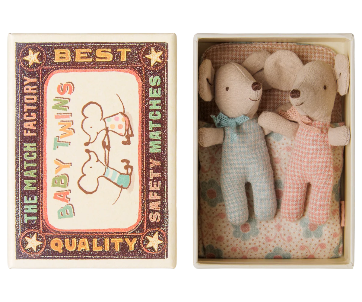 Twins | Maileg | Baby mice in matchbox | Checker