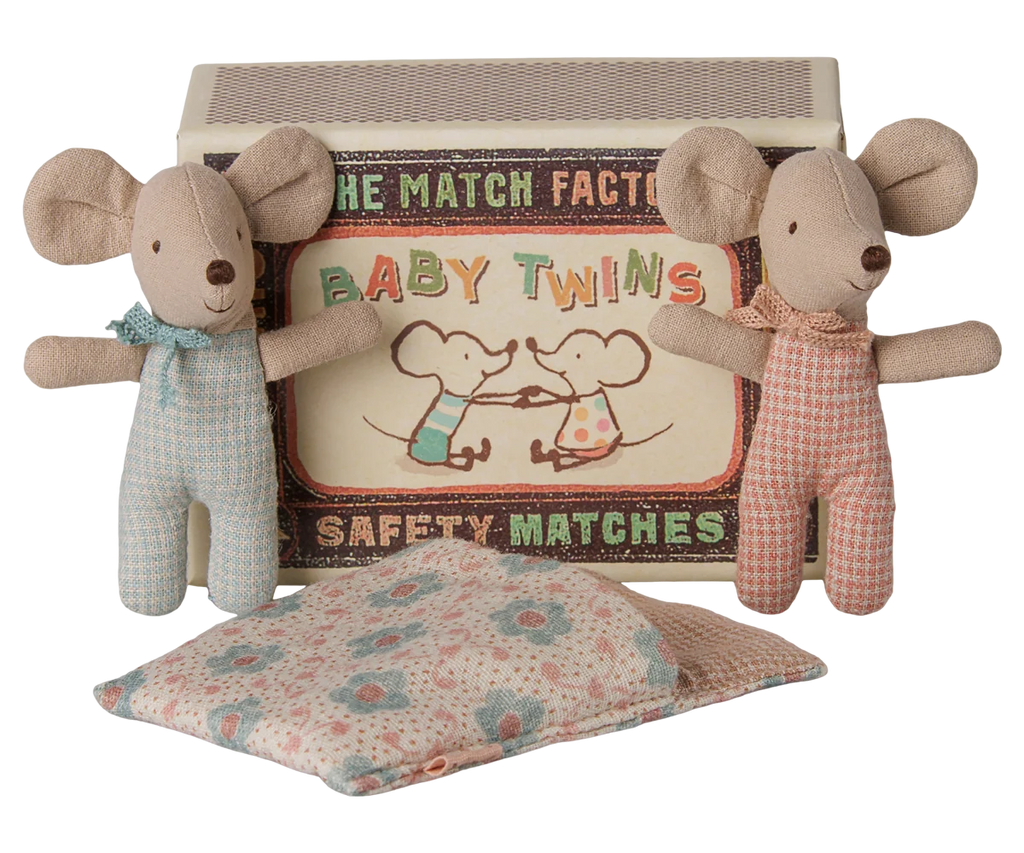 Twins | Maileg | Baby mice in matchbox | Checker
