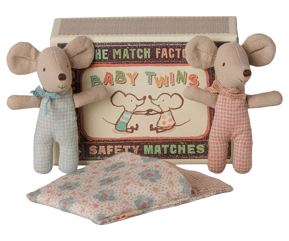 Twins | Maileg | Baby mice in matchbox | Checker