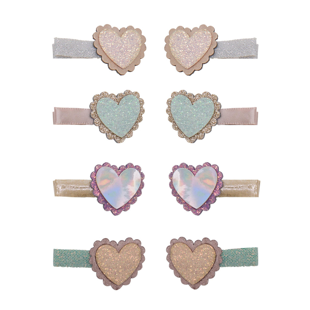 Pack 8 Mini Ganchos Scalloped Heart Pastels Mimi&Lula - fundo branco