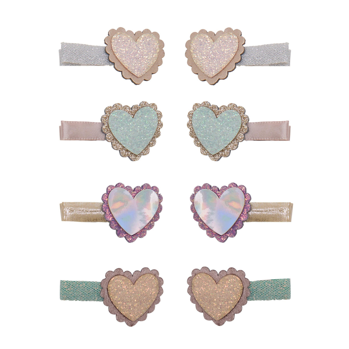 Pack 8 Mini Ganchos Scalloped Heart Pastels Mimi&Lula - fundo branco