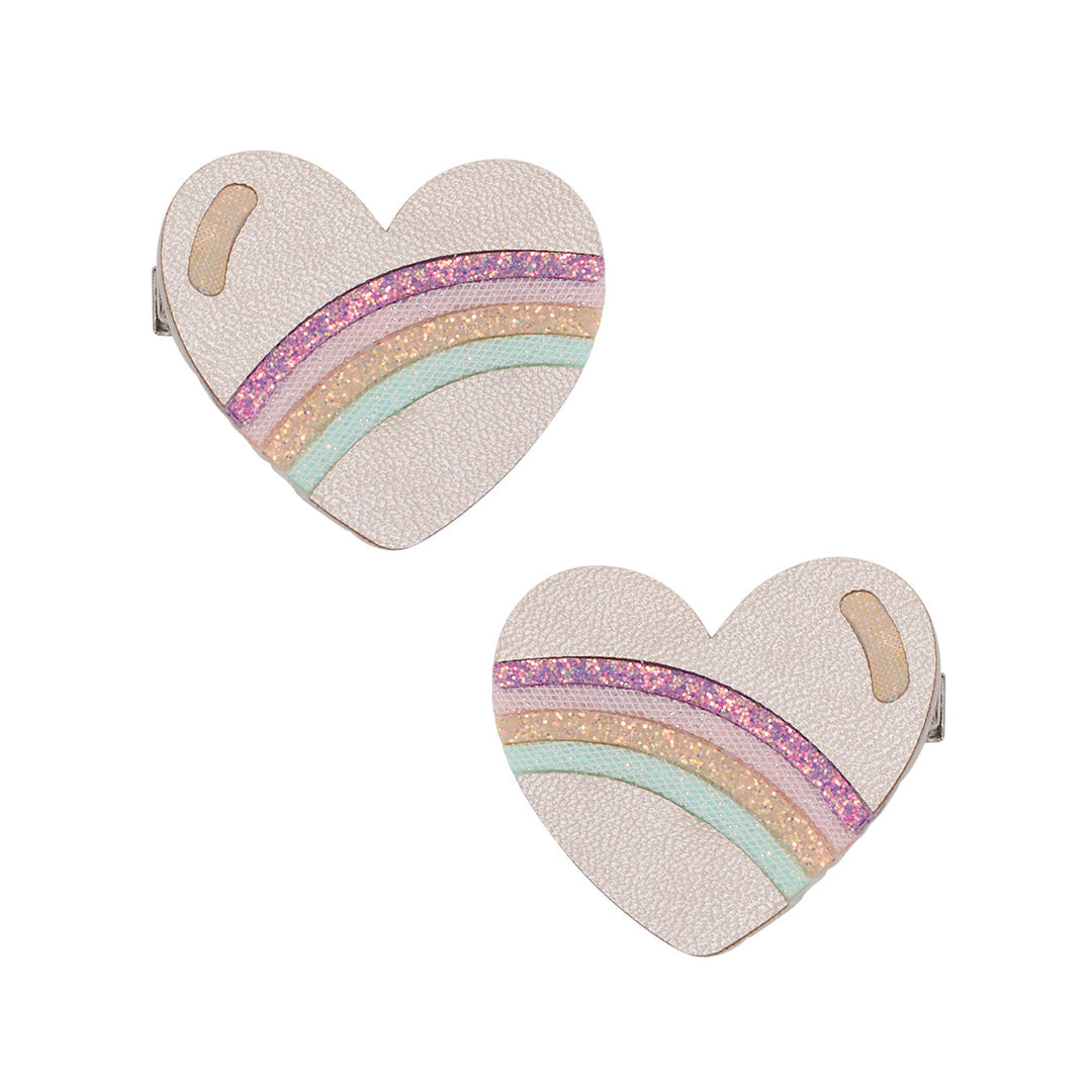 Pack 2 Ganchos Rainbow Stripe Heart Salon Metallic Multi Mimi&Lula - fundo branco