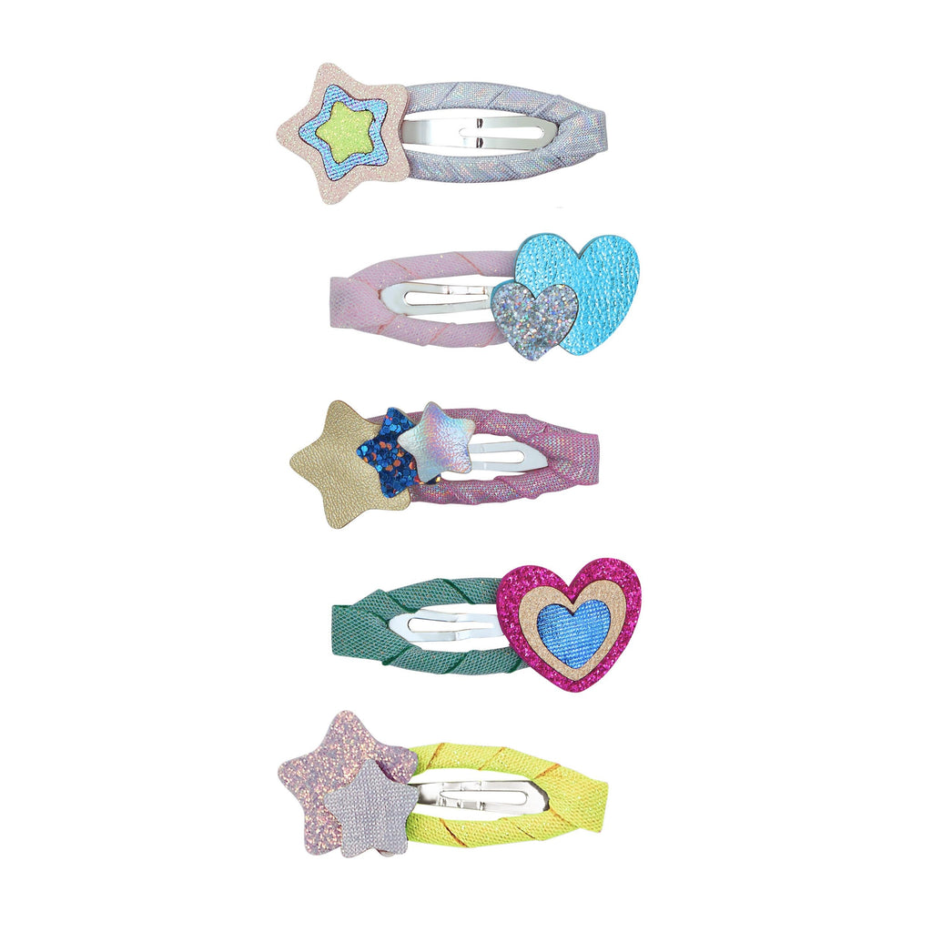 Pack 5 Mini Ganchos Layered Hearts and Stars Bright Multi Mimi&Lula - fundo branco