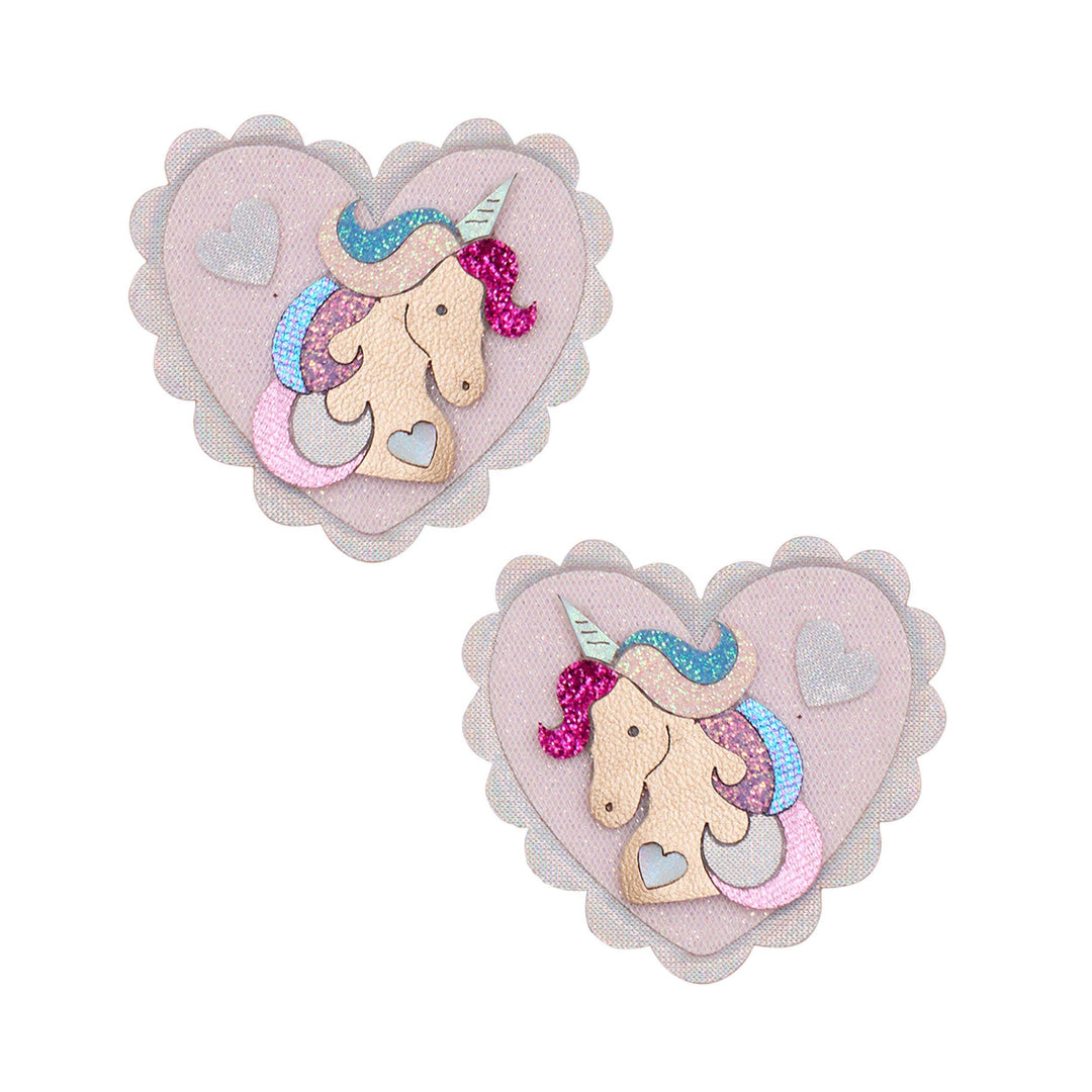 Pack 2 Ganchos Unicorn Heart Salon Pink Mimi&Lula - fundo branco