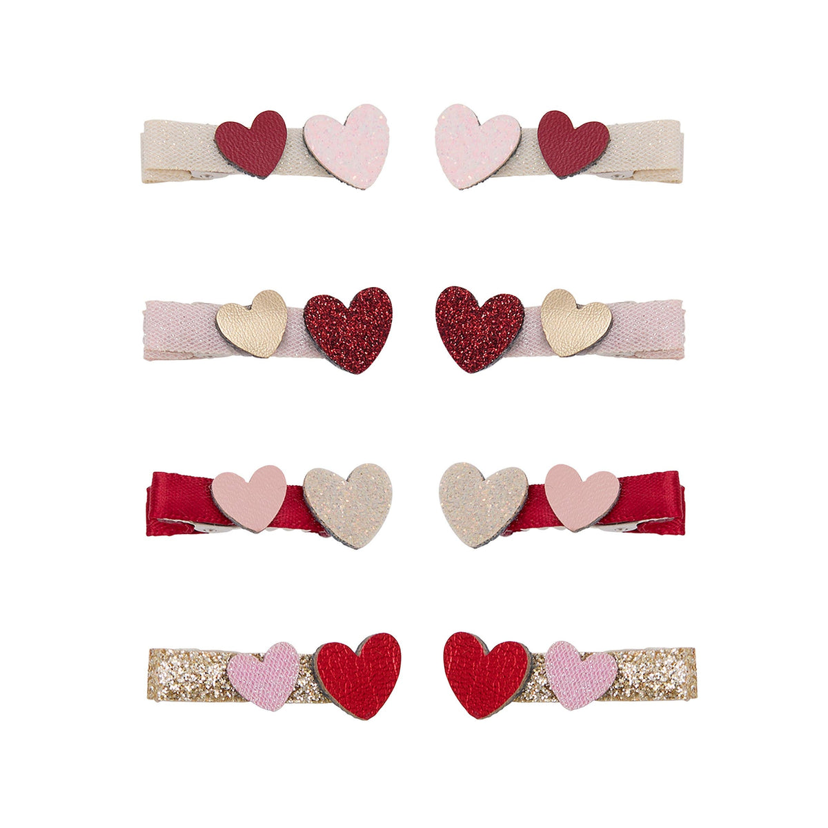 Pack 8 Mini Ganchos Teeny Weeny Heart Salon Red Mimi&Lula - fundo branco