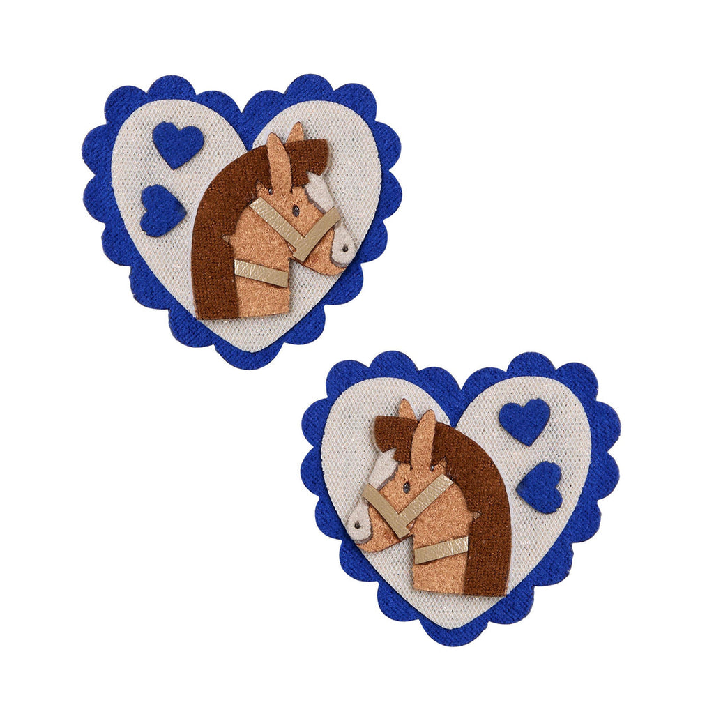 Pack 2 Ganchos Pony Scalloped Heart Blue Mimi&Lula - fundo branco