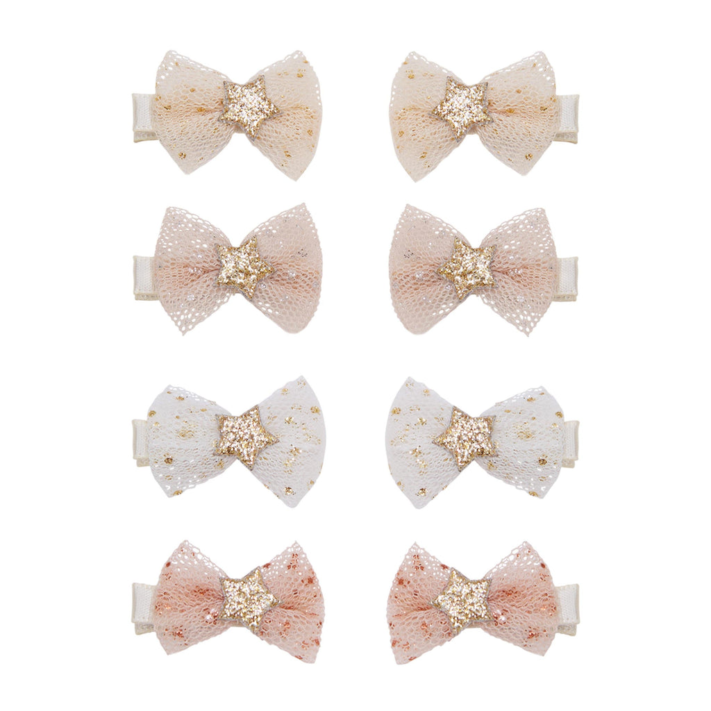 Pack 8 Mini Ganchos Tutu Bow Salon Neutral Mimi&Lula - fundo branco