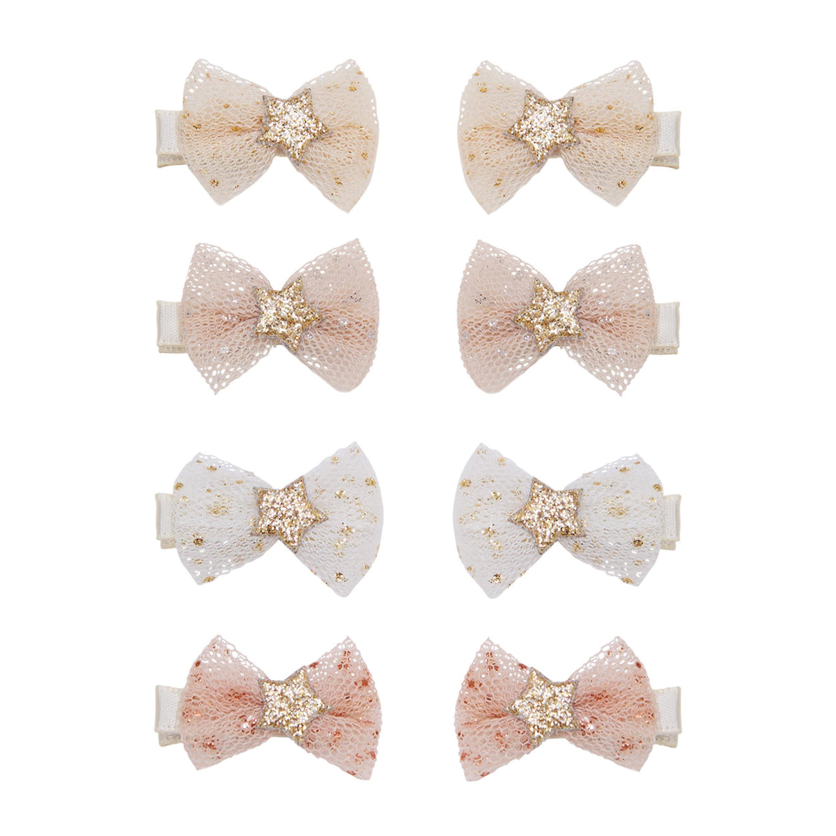 Pack 8 Mini Ganchos Tutu Bow Salon Neutral Mimi&Lula - fundo branco