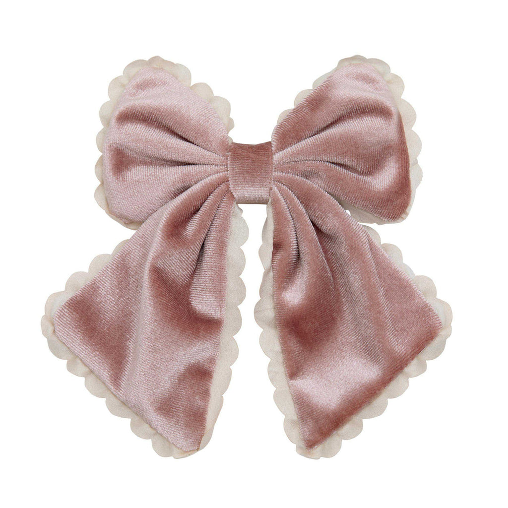 Gancho Scalloped Edge Velvet Bow Pink Mimi&Lula - fundo branco