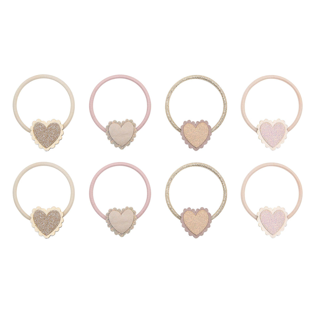 Pack 8 Mini Elásticos Scalloped Heart Pink Mimi&Lula - fundo branco