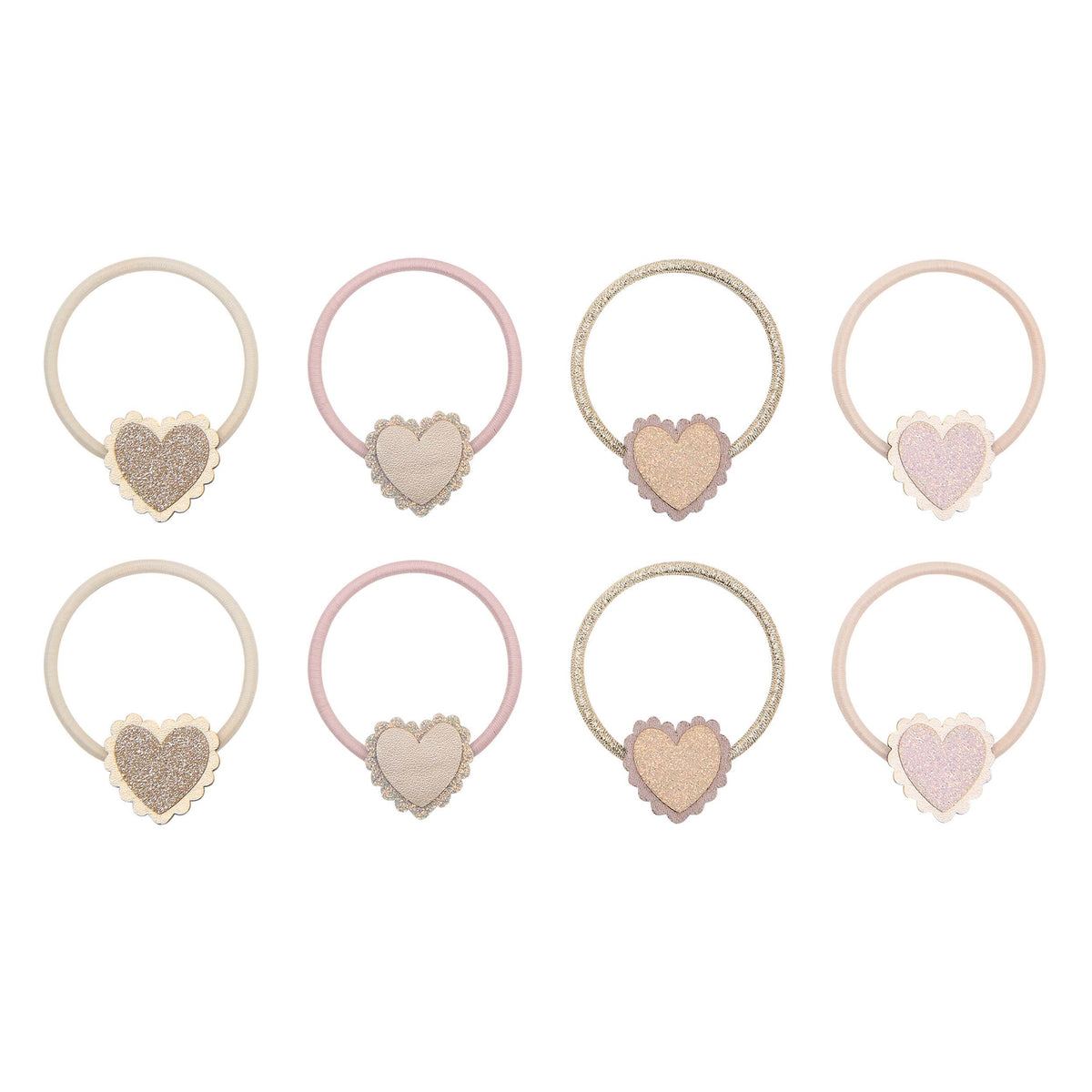 Pack 8 Mini Elásticos Scalloped Heart Pink Mimi&Lula - fundo branco