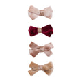 Pack 4 Ganchos Glitter Velvet Bow Salon Pink Mimi&Lula - fundo branco