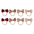 Pack 8 Mini Elásticos Glitter Velvet Bow Pink Mimi&Lula - fundo branco