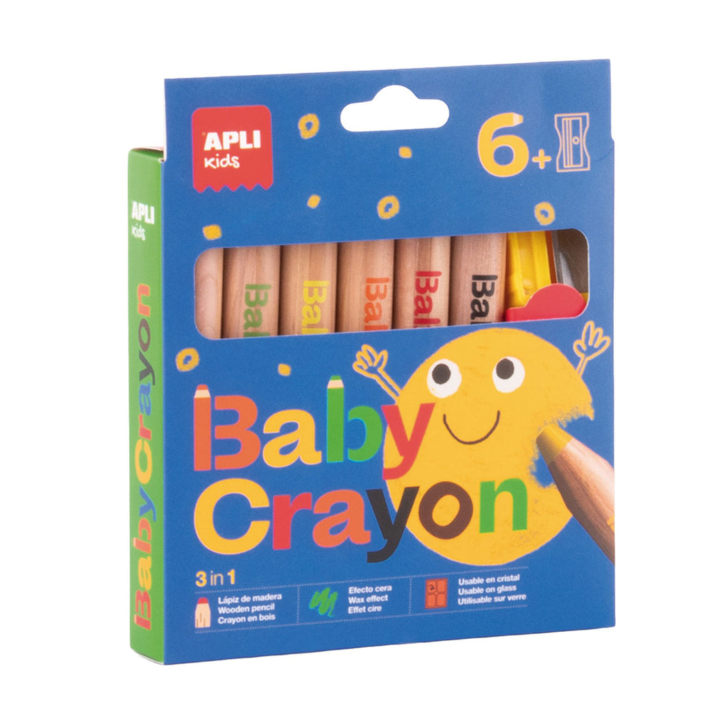 Lápis de Cera | Baby | 6 Cores | Com Afia