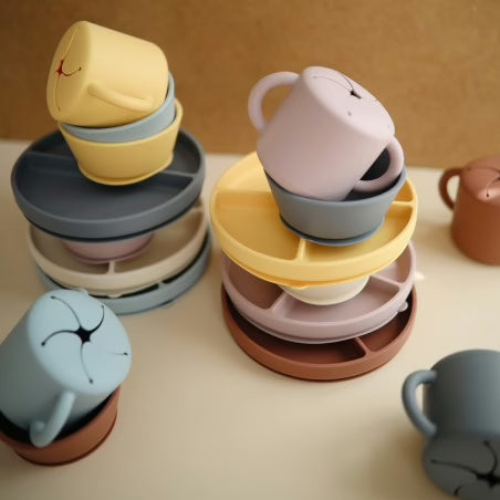 Prato Silicone | Ventosa | Compartimentos | Powder Blue
