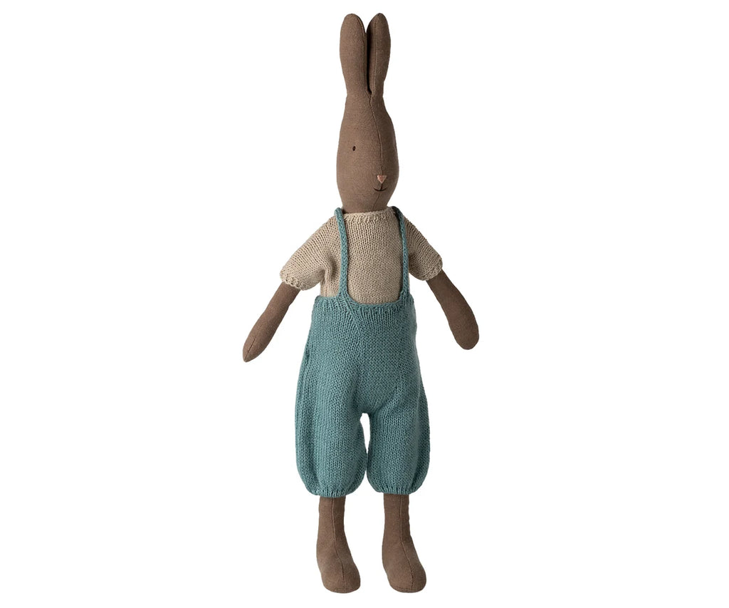Rabbit | Maileg | Size 3 | Brown | Knitted shirt and overall