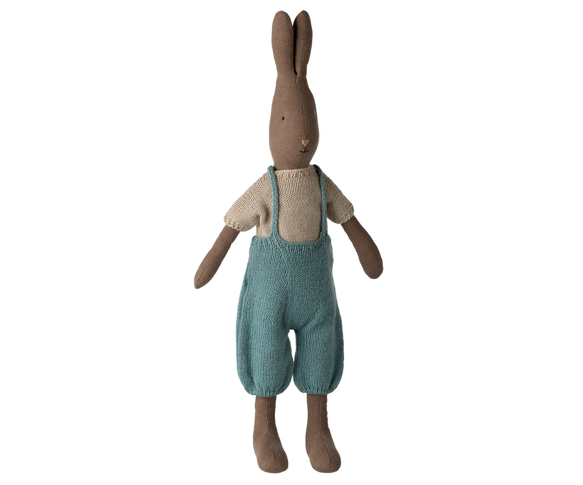 Rabbit | Maileg | Size 3 | Brown | Knitted shirt and overall
