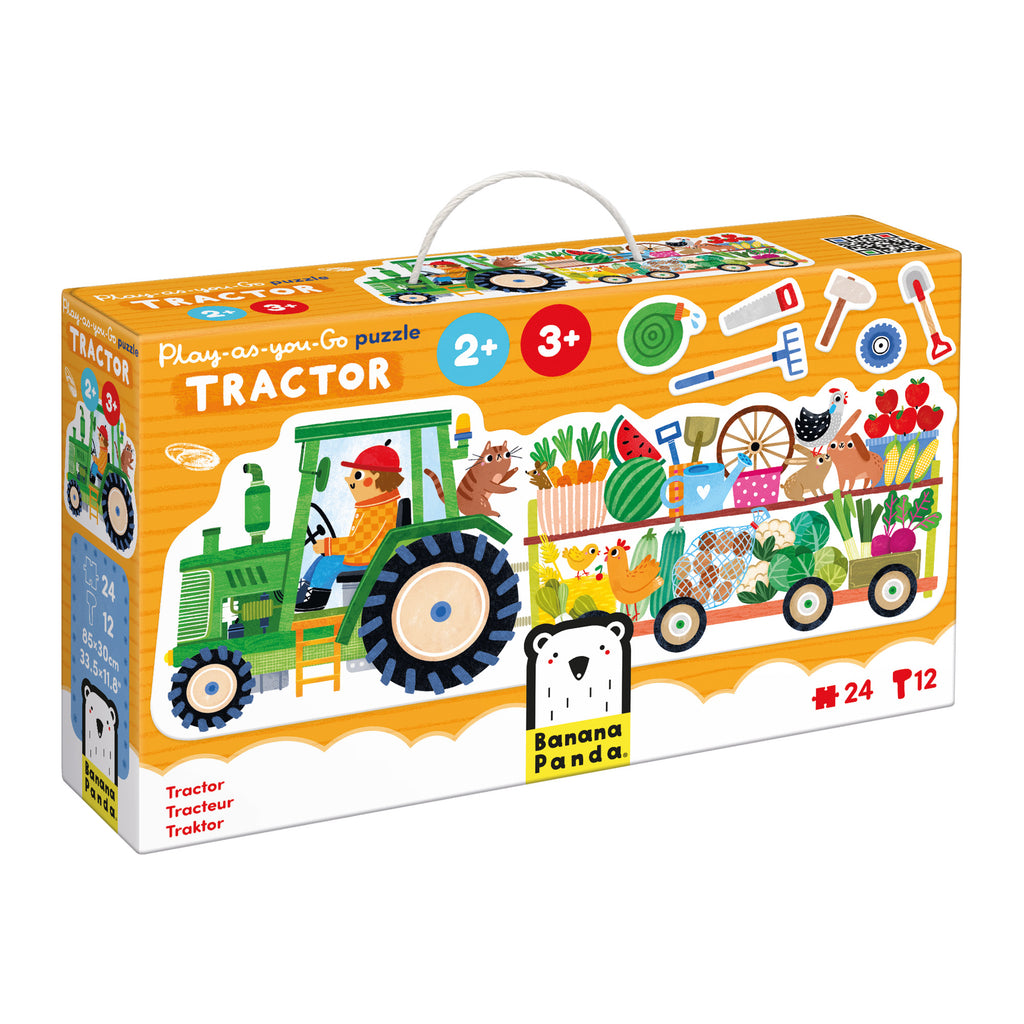 Play-as-You-Go Puzzle Tractor 24 Peças Banana Panda - caixa