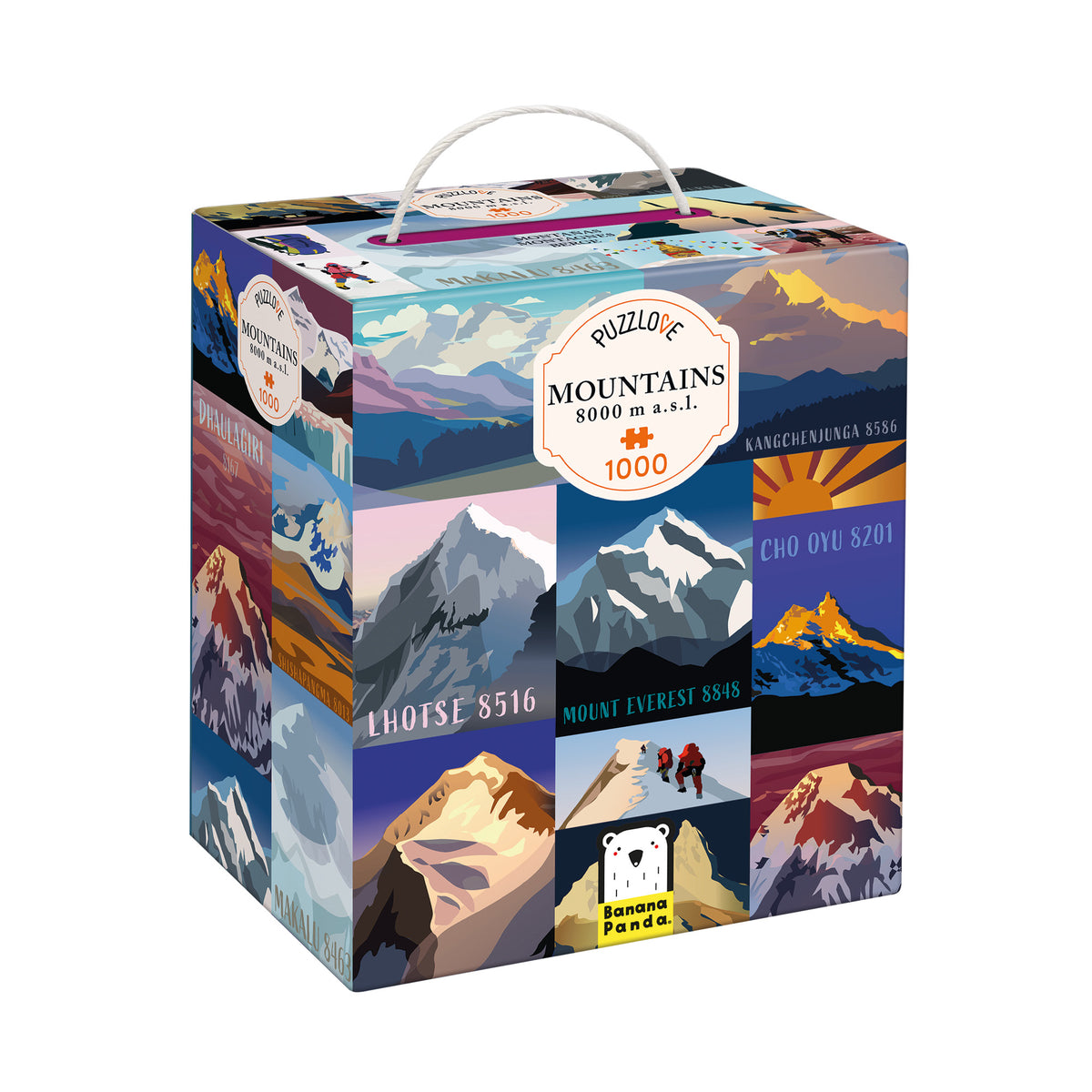 Puzzlove Mountains 8000m 1000 Peças Banana Panda - caixa
