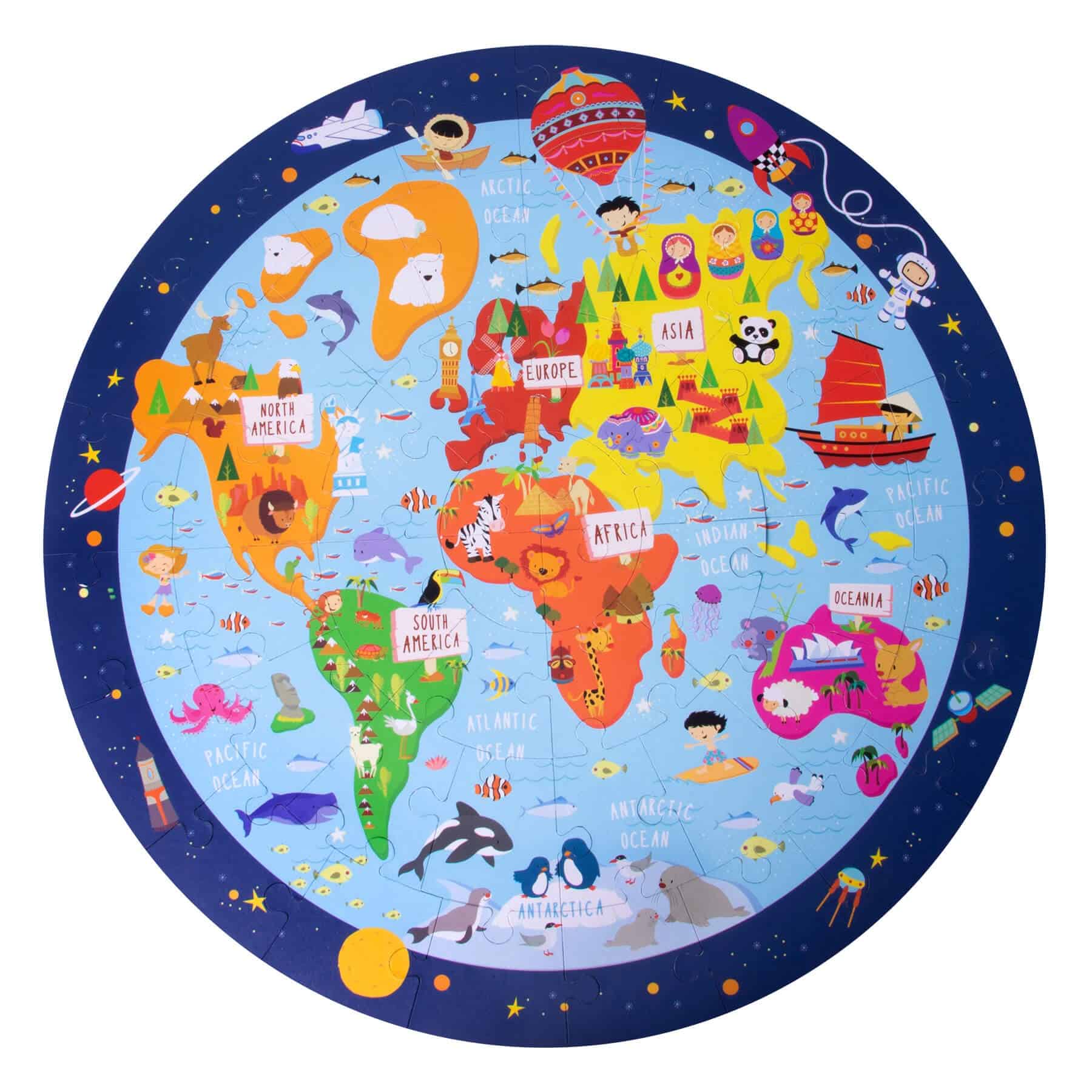 Puzzle Circular | Mapa Mundo | 48 Peças