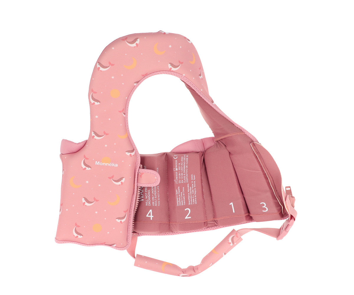 Colete Flutuador de Aprendizagem | Whale Pink | 1-2 Anos