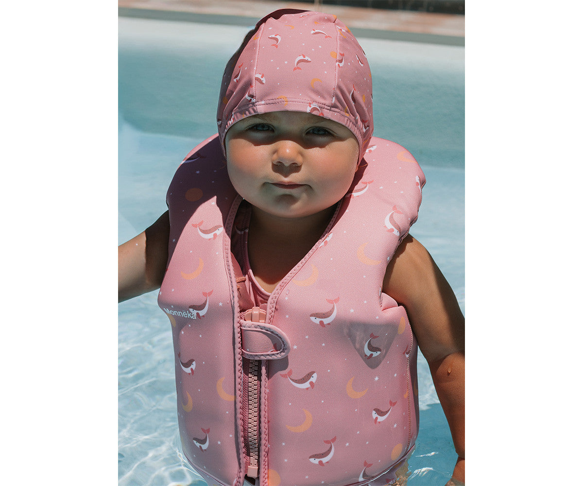 Colete Flutuador de Aprendizagem | Whale Pink | 1-2 Anos
