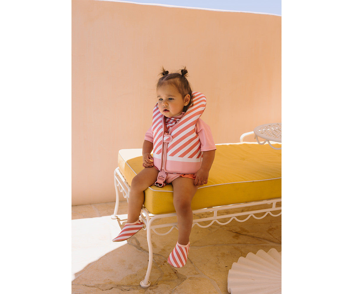Colete Flutuador de Aprendizagem | Stripes Bloom & Blush | 1-2 Anos
