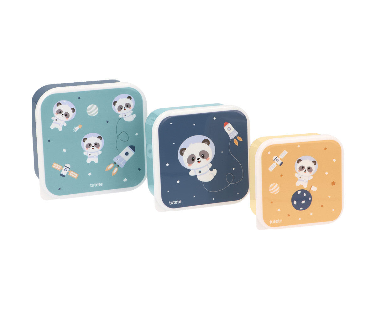 Conjunto 3 Caixas Lancheira | Pandas In Space