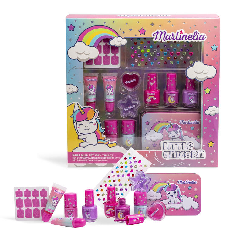 Conjunto Unhas e Lábios em Lata Little Unicorn Martinelia