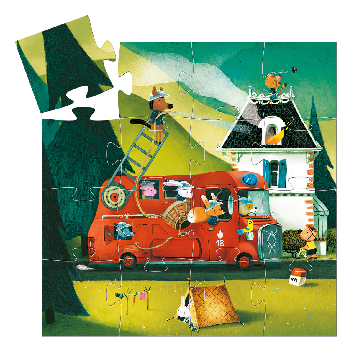 Puzzle 16 peças Camião Bombeiros