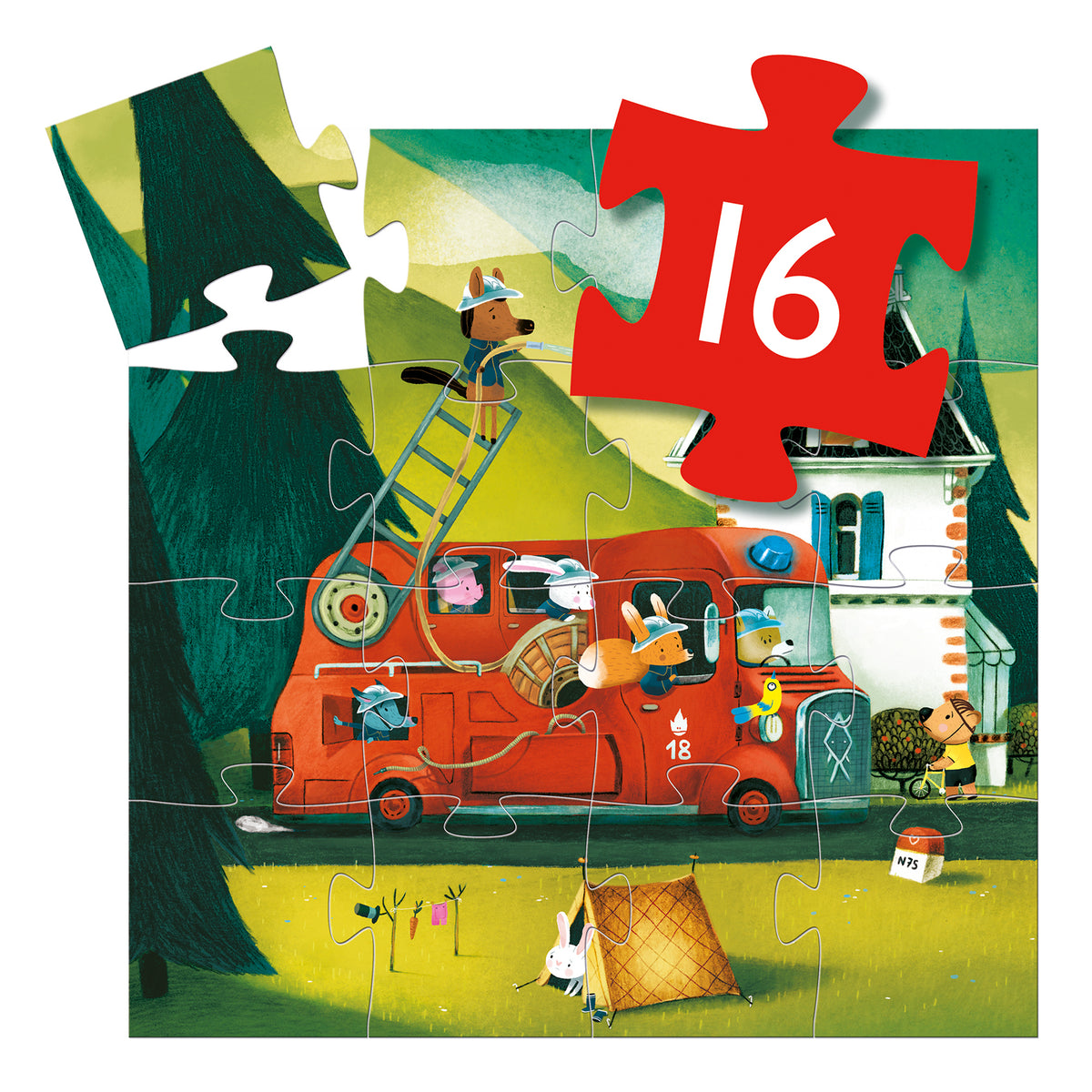 Puzzle 16 peças Camião Bombeiros