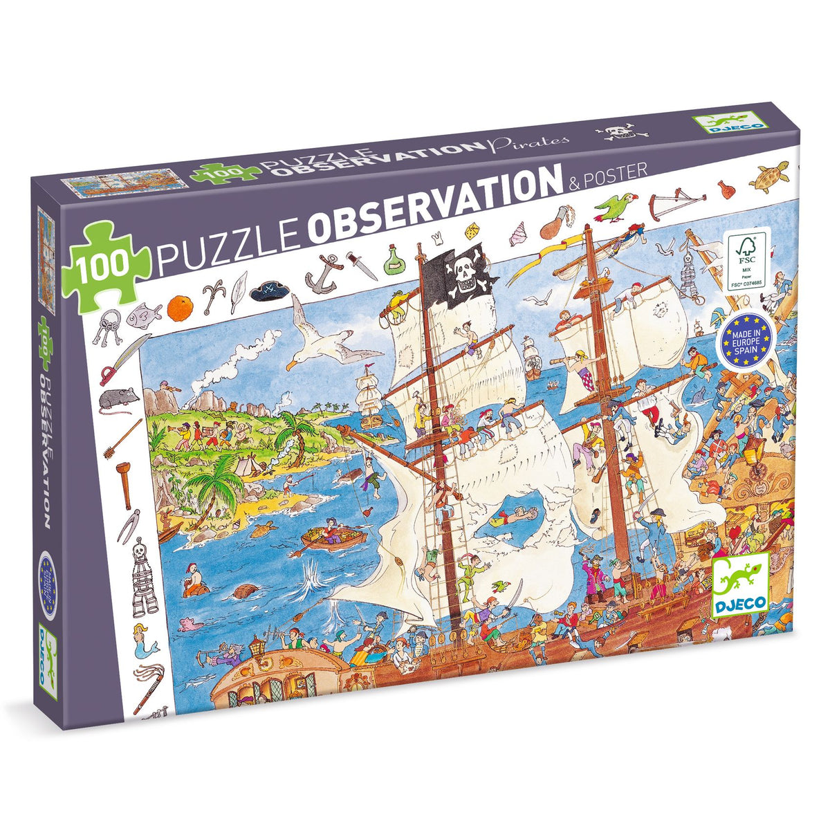 Puzzle de Observação | Piratas | 100 Peças