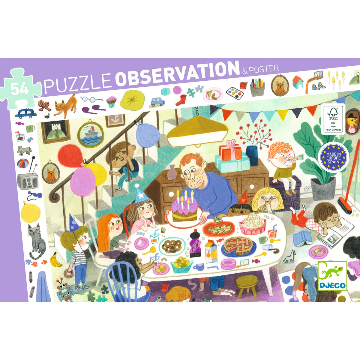 Puzzle de Observação | Festa de Aniversário | 54 Peças