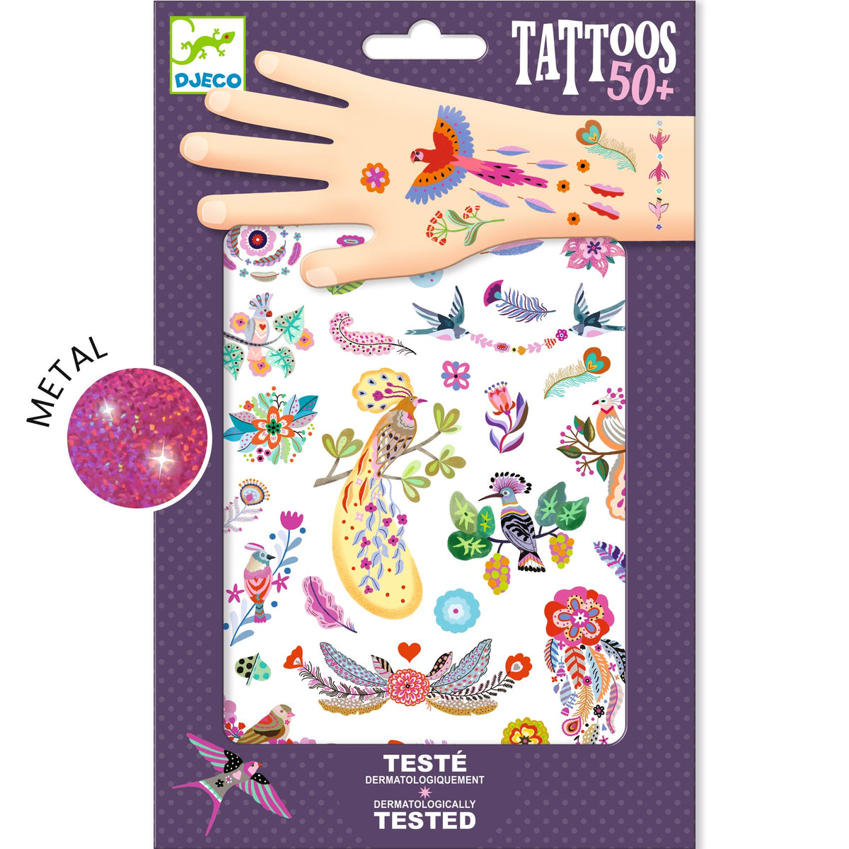 50 Tatuagens | Metalizadas | Pássaros Brilhantes